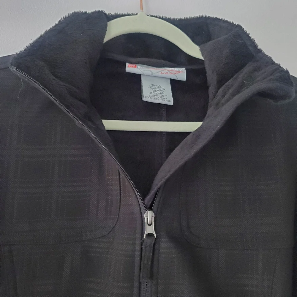 Free Country Woman's Black Plaid Hooded Trench Coat With Faux Fur Lining Sz S - Picture 15 of 16